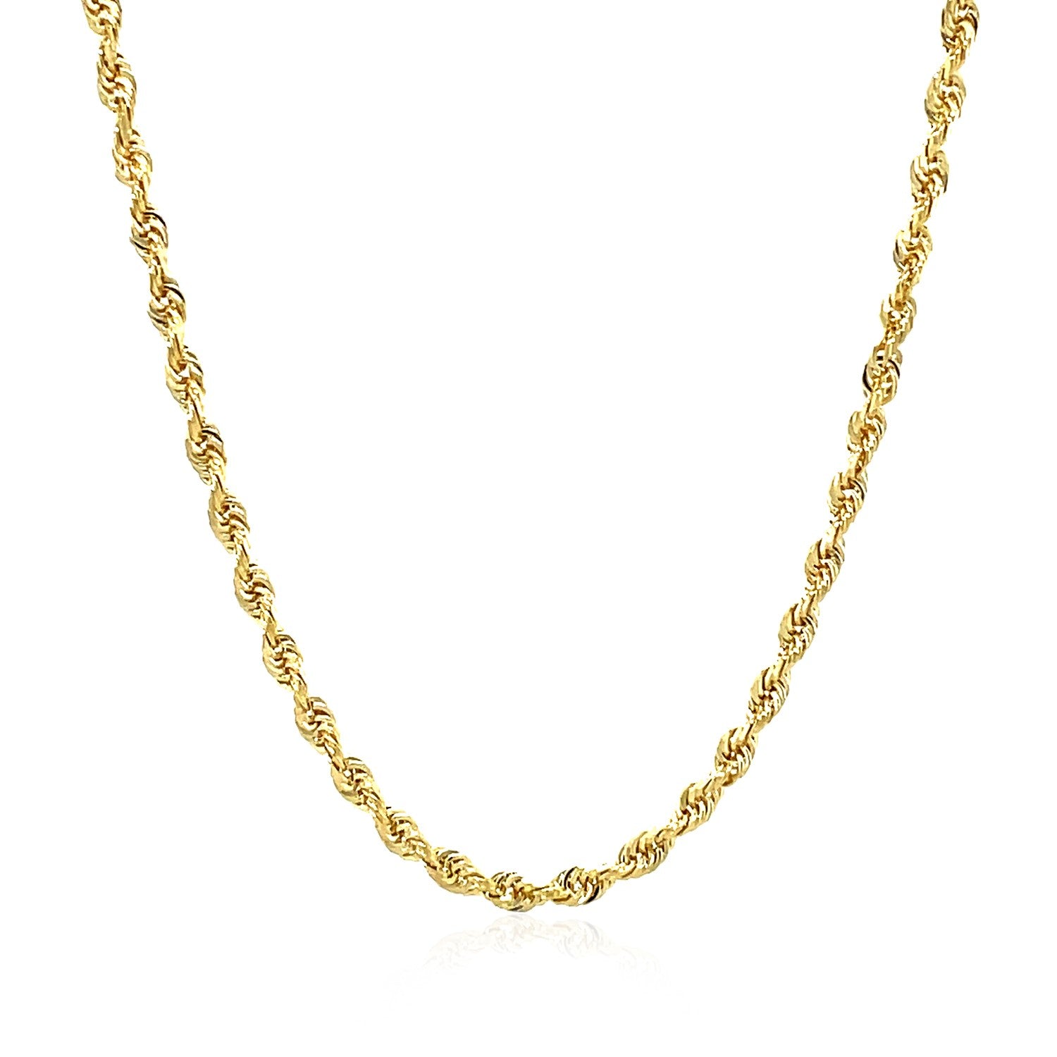 14k Yellow Gold Solid Diamond Cut Rope Chain (2.75 mm) in a sleek high-contrast midnight luxury editorial style